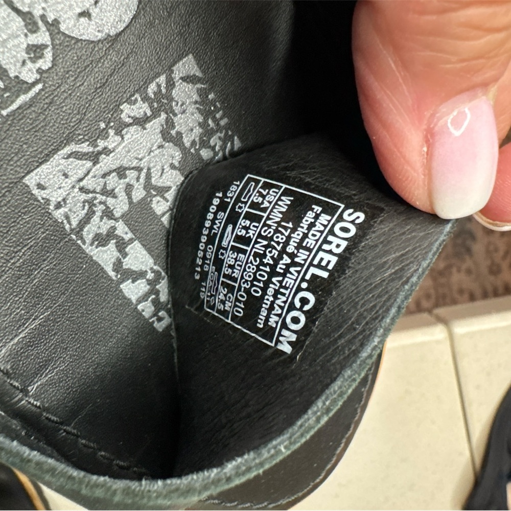 Sorel Black Leather Women's Sandals - Picture 5 of 6